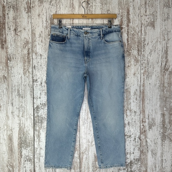 Good American Girlfriend Petite Jeans Women 8/29 Light Blue Indigo GGPNF062T